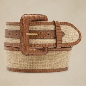 NWT Banana Republic Heritage Riviera Linen and Leather Wide Belt